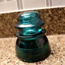 Vintage Blue/Aqua-Teal Glass Insulator Hemingray-42 Made in USA