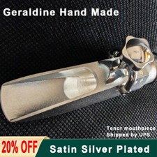 ON SALE Prof Satin Silver Plated Tenor Saxophone Mouthpiece Hand Made Sax Mouth