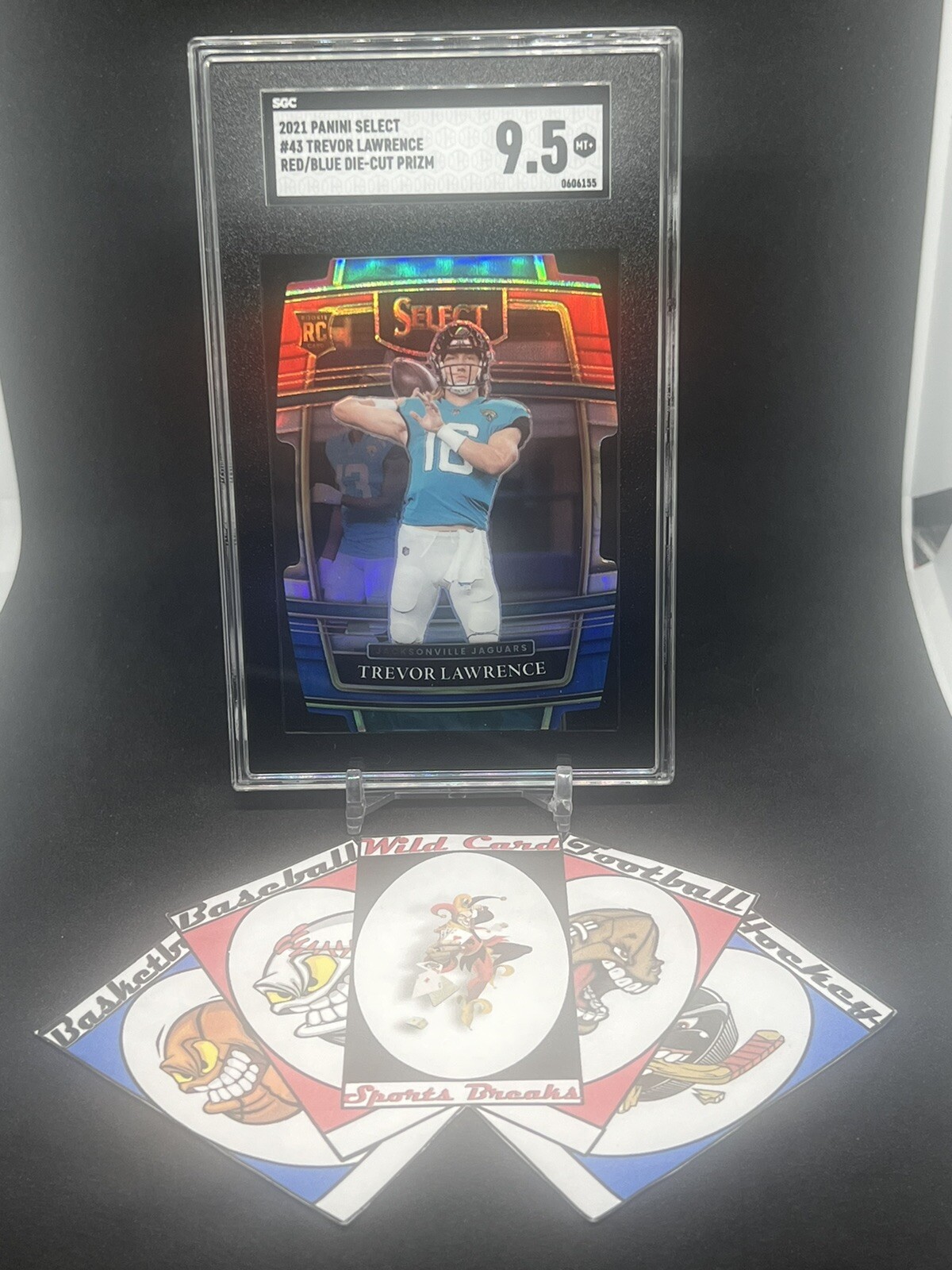2021 Panini Select Trevor Lawrence Concourse Red/Blue Prizm Die-Cut #43 SGC 9.5