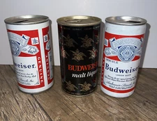 3 vintage Budweiser 70s metal pulltab opened￼ malt liquor ￼