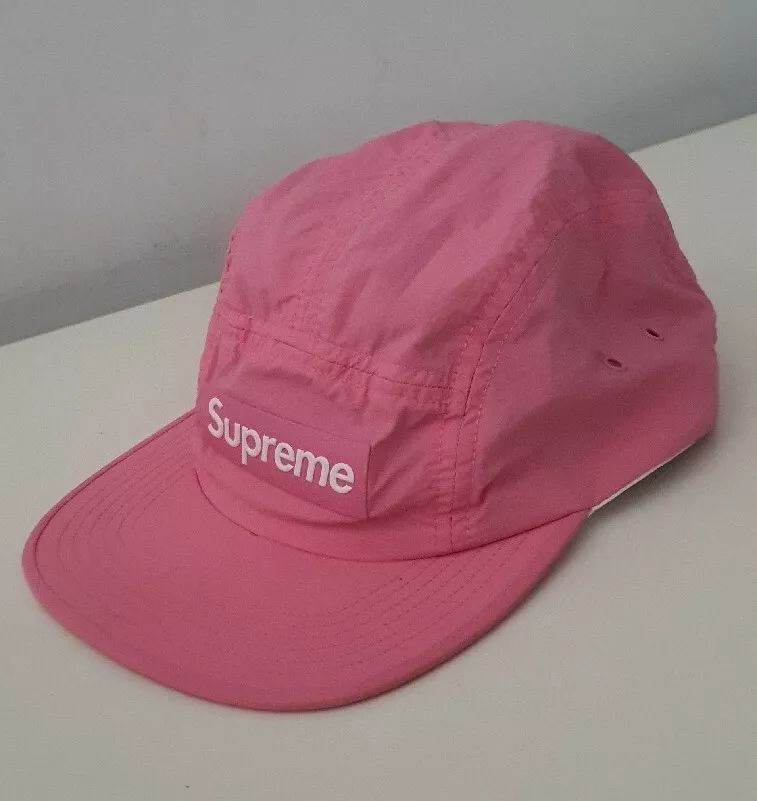 SS18 Supreme Raised Logo Parche Camp Cap Rosa Nylon Sombrero Caja S/M Pequeño M