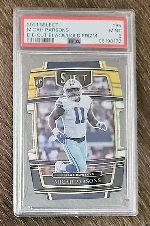 Micah Parsons #85 2021 Select RC Black and Gold Die-Cut Prizm PSA 9 MINT GRADE