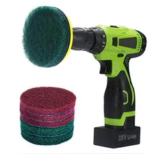 Drill Power Brush Tile Scrubber Scouring Pads Cleaning Kit, 4 inches, (no drill)