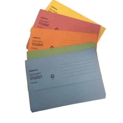 INITIATIVE 285gsm Foolscap Premium Document Wallets A4 Paper Storage Files Folders x 30