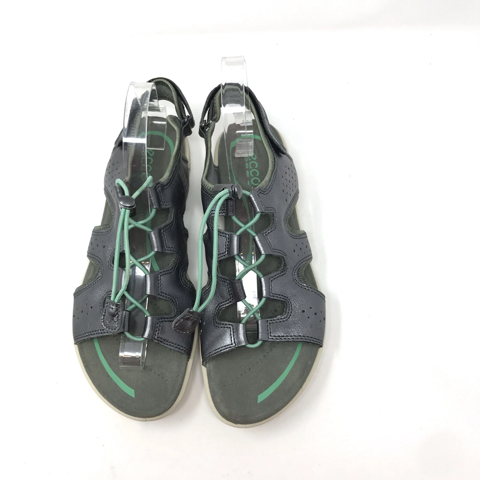 Sandali con lacci da donna Ecco taglia 42 in pelle grigio metallizzato con lacci