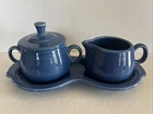 Fiesta Ware Lapis Blue Creamer And Sugar Serving Set With Tray ~ NWT