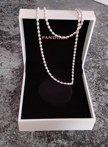 Pandora Silver Rice Ball Bead Necklace 60 cms Long. With. Box. 590143-60 - Picture 17 of 17