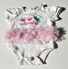 Nursery Girls Hearts Tulle Ruffle Cotton Bodysuit One-piece Short Sleeve 3-6M