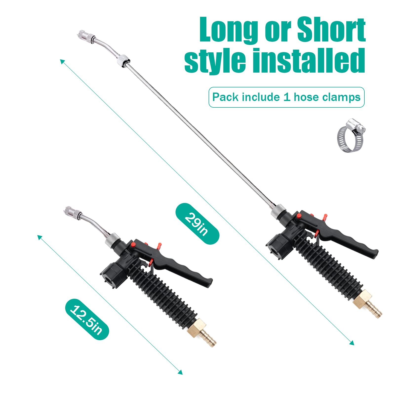 29 Inches Adjustable Universal Sprayer Wand with 3/8 inch Brass Barb Shut off