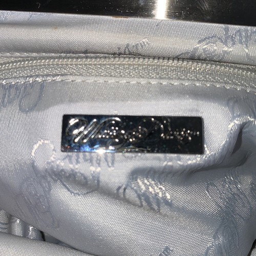 WHITING & DAVIS Silver Mesh Metal Crystal Striped Clutch Evening Bag With Chain - Picture 10 of 11