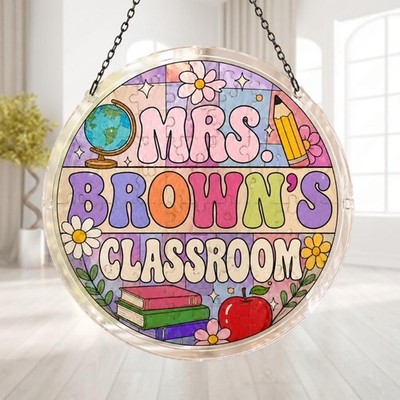Personalized Teacher Puzzle Suncatcher Classroom Acrylic Window Hanging Decor