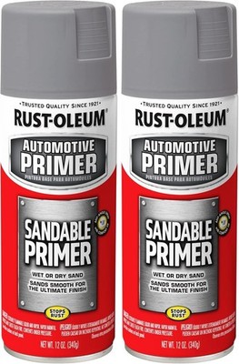 Rust-Oleum 249415 Automotive Sandable Primer Spray, 12 oz, Gray (Pack of 2)