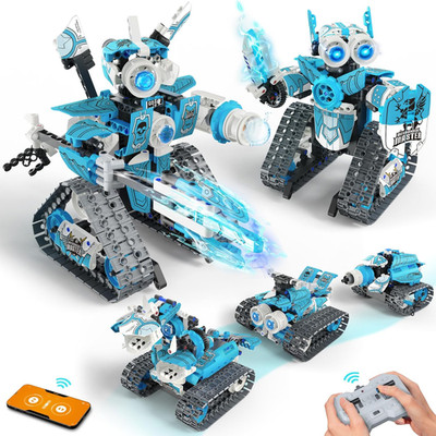 5 in 1 STEM RC Robot Building Kit, 408PCS APP & Remote Control Blocks DIY Engine