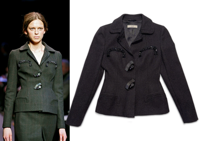 Vintage Prada Fall 2004 Beaded Embellished Hourglass Blazer Jacket