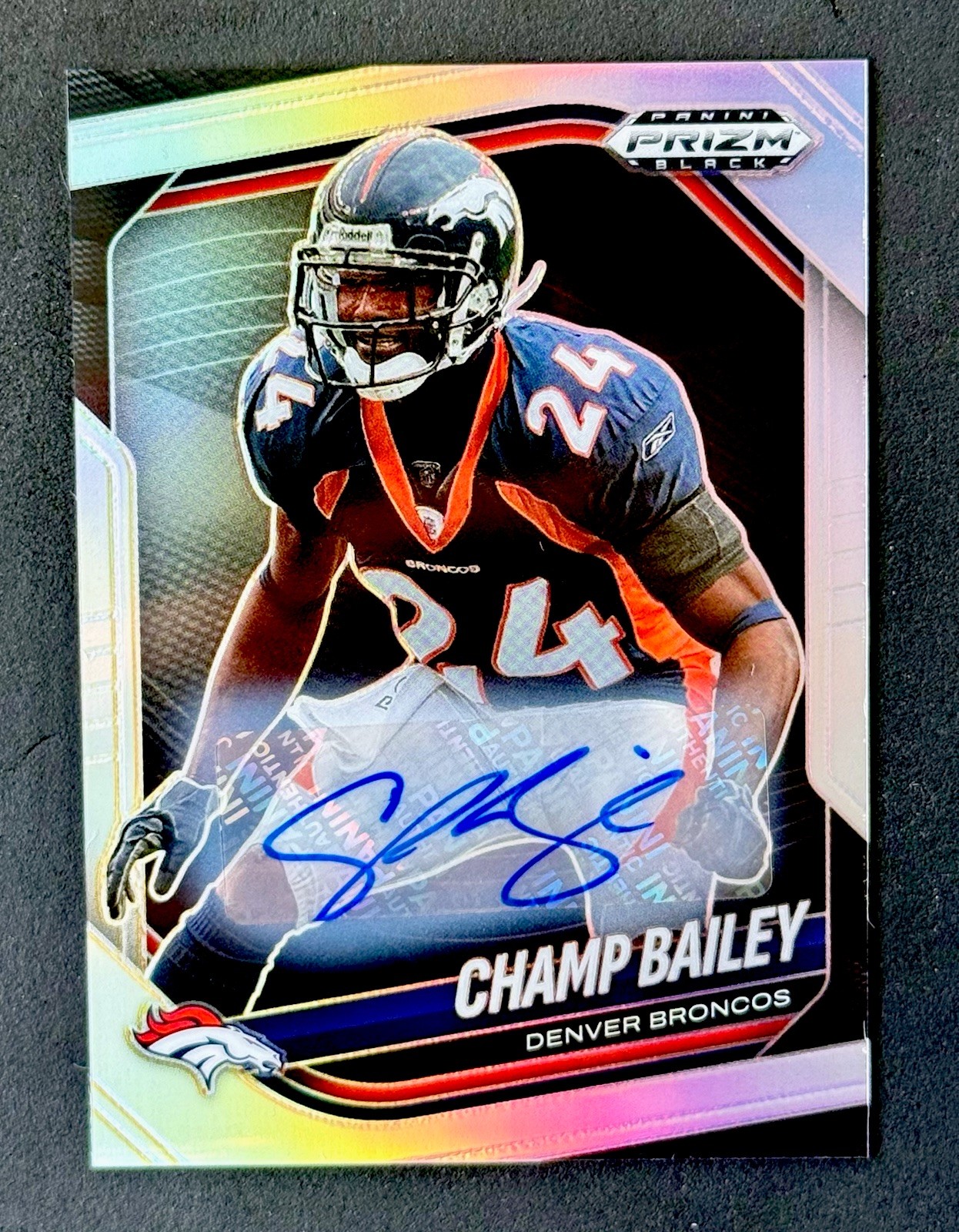 2025 Panini Prizm Black #48 CHAMP BAILEY HOF Silver Prizm Auto Broncos