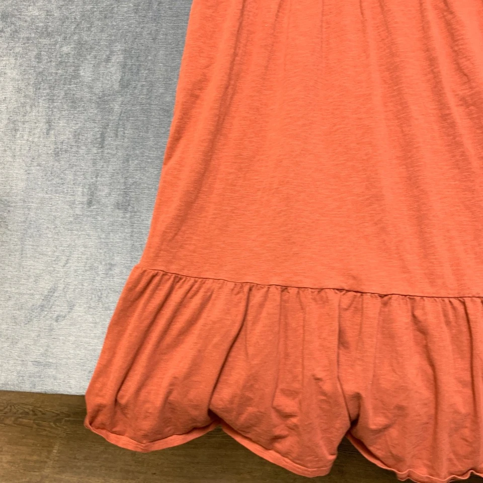 Old Navy Tiered Midi Swing Maxi Dress Womens XL Burnt Orange Slub Knit Cotton - Image 3 of 4
