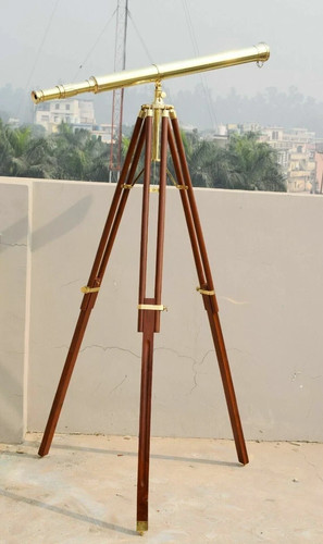 Telescopio nautico Harbor Master in ottone da pavimento 64" con supporto treppiede design - Foto 2 di 9