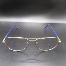 Elan Aviator Eyeglass Frames Gold Blue Metal Full Rim 60-16-145 Made in Korea