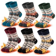 Kids Wool Socks Warm Thick Thermal Cozy Soft Crew 7-10 Years Multicolor B