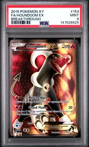 2015 POKEMON XY BREAKTHROUGH #153 FULL ART/HOUNDOOM EX PSA 9