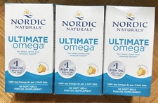 Lot Of Three (3) Nordic Naturals Ultimate Omega 60 Ct Lemon Flavor Exp: 07/2028