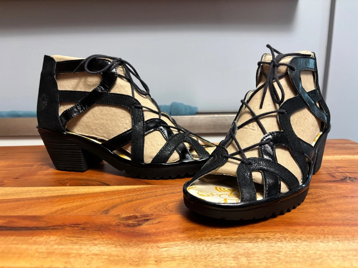 Lace Up FLY London Wedge Sandals for Women for sale | eBay FLY LONDON Yeki Slingback Lace Up Wedge Sandal Sz 6.5 (37) main image 0