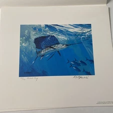 1996 Texas Saltwater Stamp and Print ~Sailfish ~ Al Barnes Signed 20/100