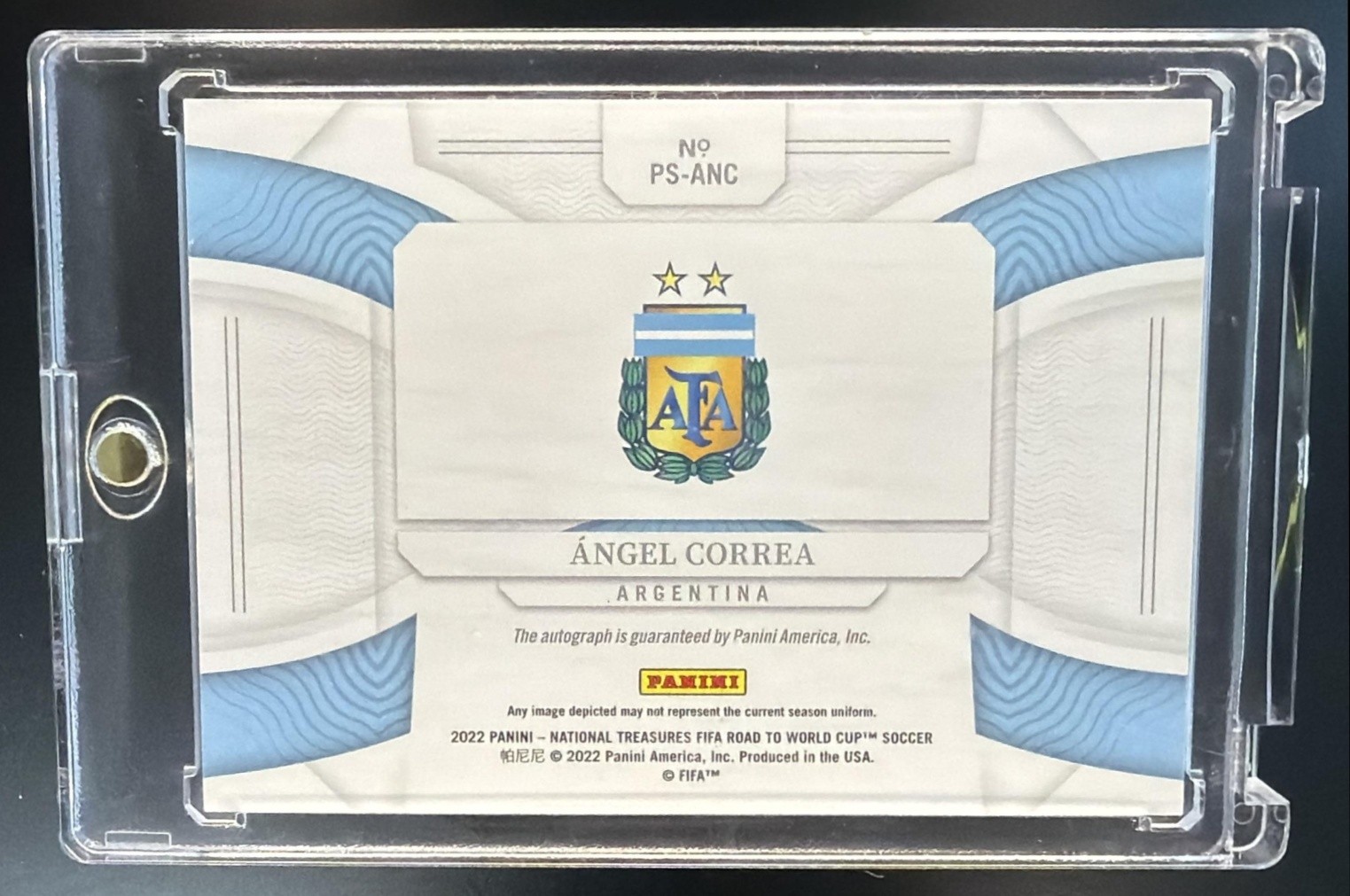 2022 Panini National Treasures World Cup Angel Correa /99 #PS-ANC Auto Argentina view 2