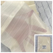 NEW Vtg 2 Panel Set Sheer Stripe Beige Pocket Rod Curtains 84x95 Made In USA