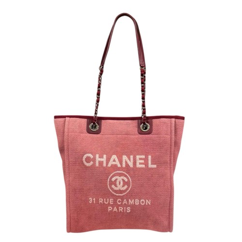 CHANEL Shoulder Bag canvas Deauville PM used