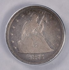 1875-S Seated Liberty Silver Twenty Cents - ANACS VG10 Details 