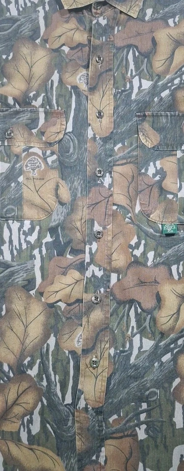 VINTAGE MOSSY OAK FULL FOLIAGE CAMO HUNTING SHIRT, MEN'S Large BUTTON FRONT - Image 3 of 4