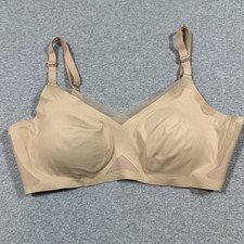 Honey Love Womens Sz L Tan Crossover Wirefree Wireless Bra Mesh