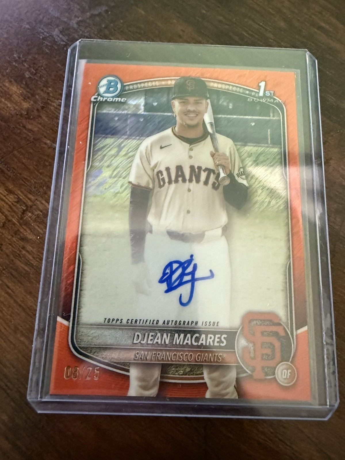 2025 Bowman Chrome Djean Macares #CPA-DM 1st Bowman Auto Orange Shimmer /25