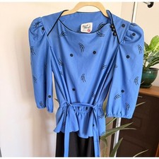 Vintage 80s Blue Polka Dot Dress   Retro Cocktail