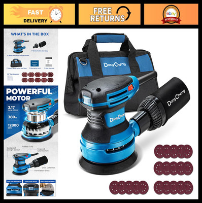 5-Inch Electric Random Orbital Sander, 3.2A, 12800OPM, 6 Speeds, Dust Bag & 20 S