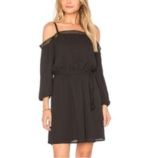 Rebecca Minkoff Women Romantic Flowy Cold Shoulder Dress 10 Black Crochet Lace