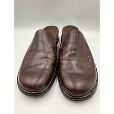 Clarks Leather Mules Womens 10M Brown Embroidered Slip On Clogs 70879