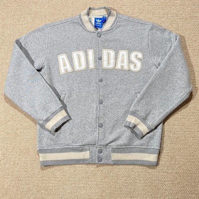 Adidas Bomberjacke Herren Large Grau Varsity University Originals Knopf Druckknopf