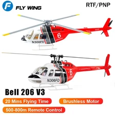 Fly Wing Bell 206 V3 6CH GPS 3D Hovering Auto Return PNP/RTF RC Helicopter
