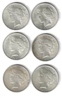 Lot Of 6 1922 P Peace Silver Dollar AU Condition 90% Silver 4.64 Troy Oz SW