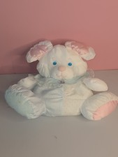 Vintage 80s Fisher Price Baby Puffalump Stuffed Mouse Baby Rattle Nylon Plushie