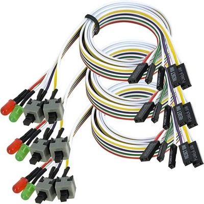 3 Pack Desktop Computer PC Case Power Supply On Off Reset Push Button Switch ATX
