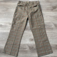 Vintage 60s 70s Levis Big E 646 Plaid Bell Bottom Black Tab Checker Pants 30x26