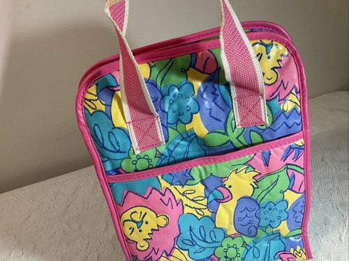 Vintage Romar International PASTEL ZOO ANIMALS Diaper Bag - Pink/Yellow - Picture 3 of 12