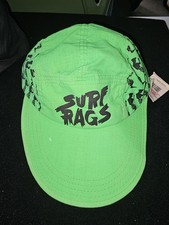 Vintage NOS Surf Rags Neon Green 5 Panel Retro Beach Hat Cap Made In USA