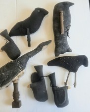 Primitive Fabric Crows Birds Handmade Folk Art Dolls Rustic Bowl Fillers 7 Total