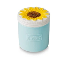 Butter Crock Keeper French Sunflower Blue Saver With Water Line