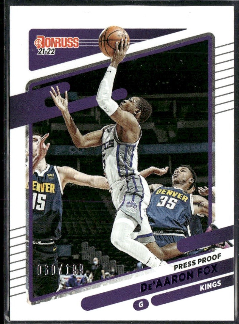 De'Aaron Fox 2021-22 Donruss #126 Press Proof Purple #/199 Sacramento Kings