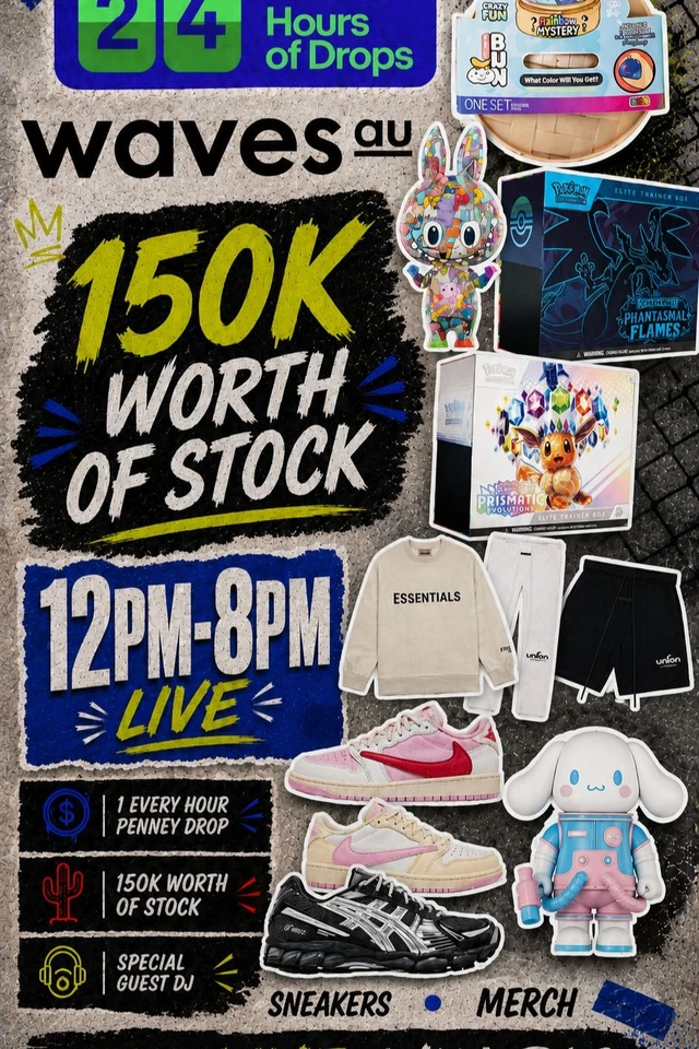 WavesAu Ebay Live Day (Travis Scott & Heat) $150K Worth of stock 12pm-8pm